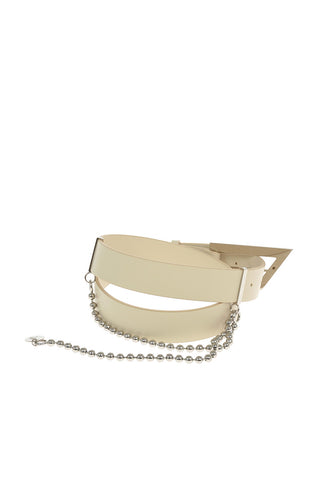 Iconic Buckle Leather Belt with Chain