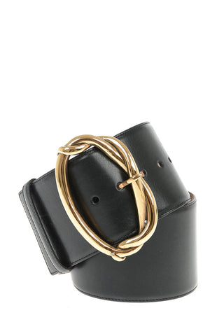 Cintura Maxi in Pelle con Fibbia Dorata