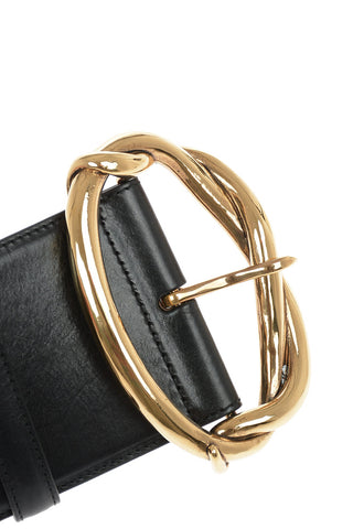 Cintura Maxi in Pelle con Fibbia Dorata