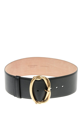 Cintura Maxi in Pelle con Fibbia Dorata