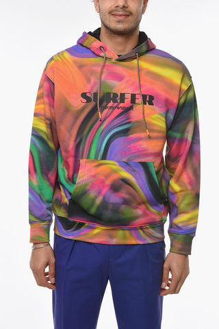 EMPORIO SUSTAINABILITY PROJECT SURFER Hoodie Sweatshirt with Lettering and Kangaroo Pocket