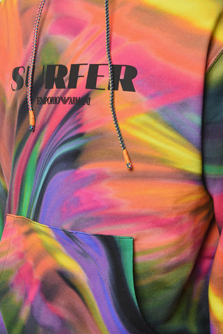 EMPORIO SUSTAINABILITY PROJECT SURFER Hoodie Sweatshirt with Lettering and Kangaroo Pocket