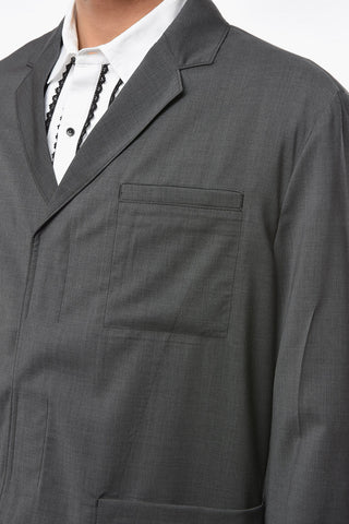 Unlined Velcro Closure Virgin Wool Blazer