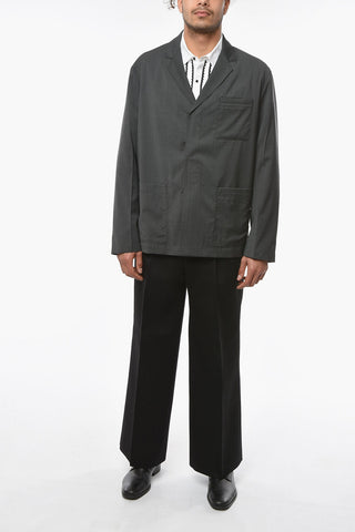 Unlined Velcro Closure Virgin Wool Blazer
