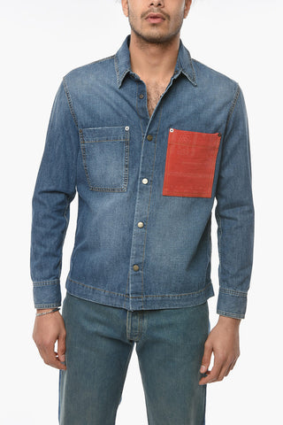 Contrasting Breast-pocket BANDANA PKT Denim Shirt