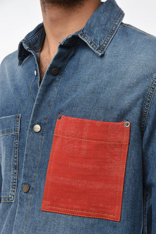 Contrasting Breast-pocket BANDANA PKT Denim Shirt