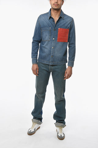 Contrasting Breast-pocket BANDANA PKT Denim Shirt