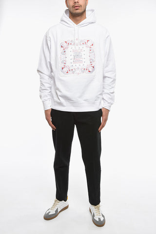 Jersey Cotton Hoodie Sweatshirt with Bandana-pattern Print