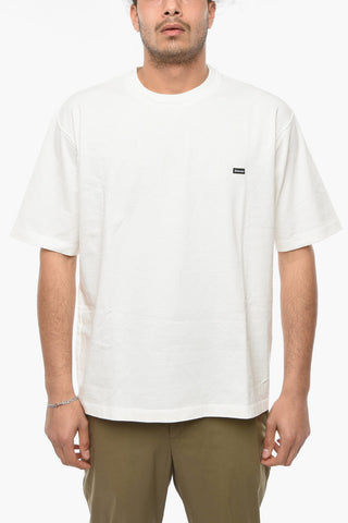 Crew-neck T-shirt with Decorative Inserts and Contrasting Mini Logo Patch