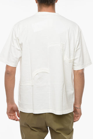 Crew-neck T-shirt with Decorative Inserts and Contrasting Mini Logo Patch