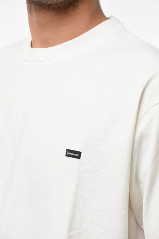 Crew-neck T-shirt with Decorative Inserts and Contrasting Mini Logo Patch