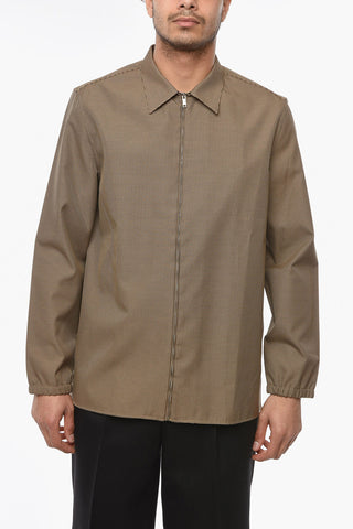 Overshirt in Pied-de-poule con Chiusura a Zip