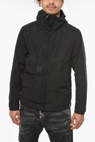 Hooded Windbreaker with Logo Patch
