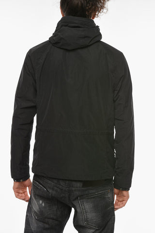 Hooded Windbreaker with Logo Patch