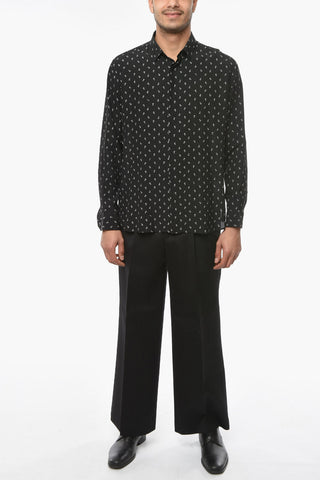 Camicia in Raso Seta con Stampa Ancore