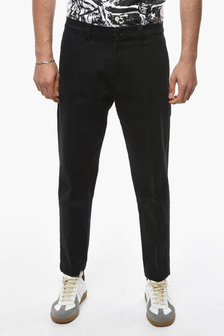 Pantaloni Tapered Fit in Twill di Cotone