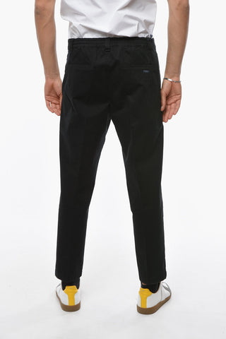 Pantaloni Tapered Fit in Twill di Cotone