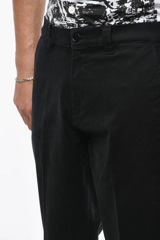 Pantaloni Tapered Fit in Twill di Cotone