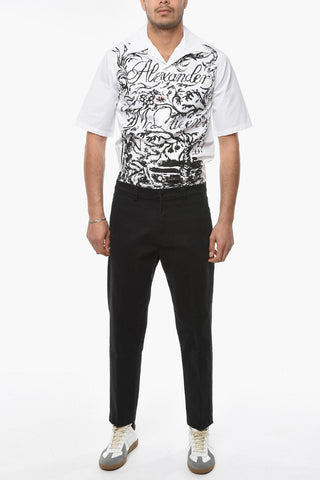 Pantaloni Tapered Fit in Twill di Cotone