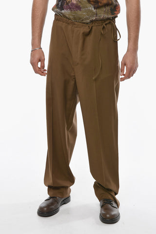 COUTURE Pantaloni Wide-leg in Misto Lana con Coulisse in Vita