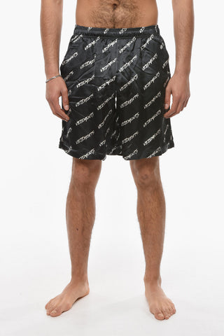 Shorts Con Coulisse E Stampa Logo Allover