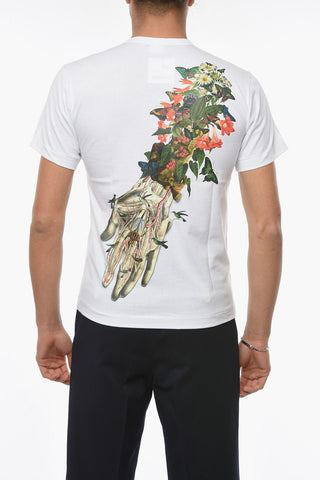 HOMME PLUS Cotton T-shirt with Back Multicolor Print