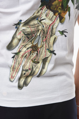 HOMME PLUS Cotton T-shirt with Back Multicolor Print