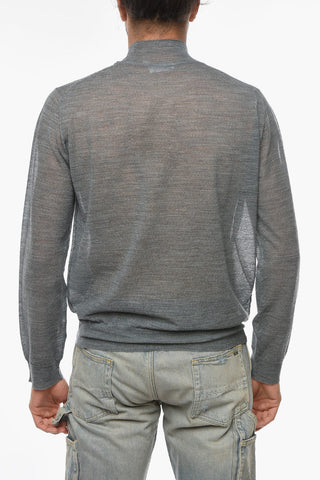 Maglia See Through a Collo Alto in Lana
