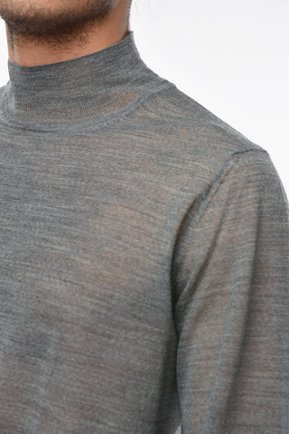 Maglia See Through a Collo Alto in Lana