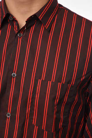 SHIRT Camicia in Popeline di Cotone a Righe Unbalanced