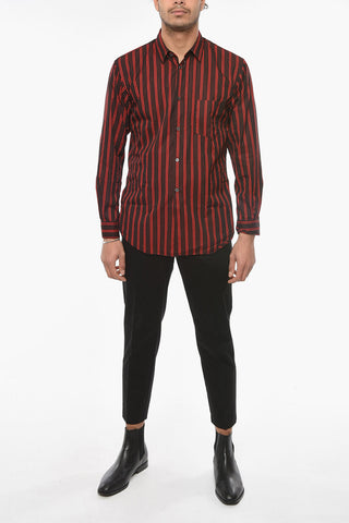 SHIRT Camicia in Popeline di Cotone a Righe Unbalanced