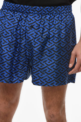 Elastic Waist Allover Print Silk Pajama Shorts