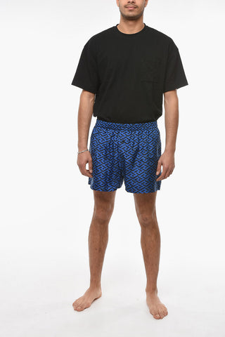 Elastic Waist Allover Print Silk Pajama Shorts