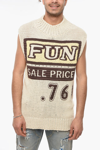 Gilet Oversized  FUN in Maglia con Applicazioni