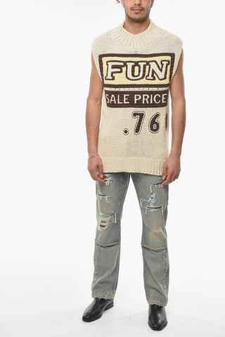 Gilet Oversized  FUN in Maglia con Applicazioni