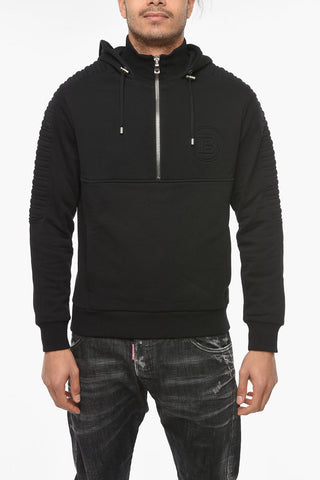 Half-zip Hoodie with Debossed Logo
