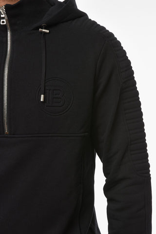 Half-zip Hoodie with Debossed Logo