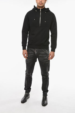 Half-zip Hoodie with Debossed Logo