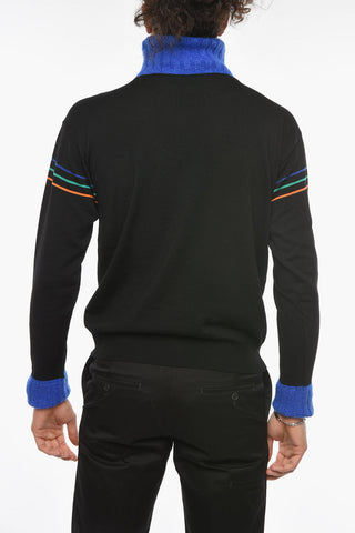 Embroidered Wool Blend OC SIGN Turtleneck Sweater