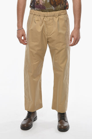 Pantaloni a Gamba Diritta in Cotone con Elastico in Vita