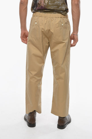 Pantaloni a Gamba Diritta in Cotone con Elastico in Vita
