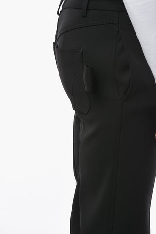 Wool Blend Straight Fit Pants with Ankle Zips
