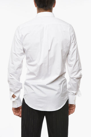 Hidden Closure Spread Collar Shirt