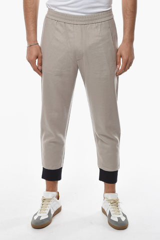 EMPORIO Wool and Cashmere Joggers with Drawstring and Applicated Logo