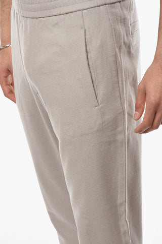 EMPORIO Wool and Cashmere Joggers with Drawstring and Applicated Logo