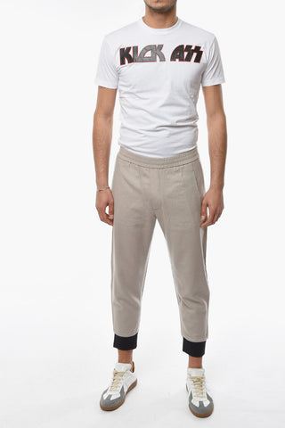 EMPORIO Wool and Cashmere Joggers with Drawstring and Applicated Logo
