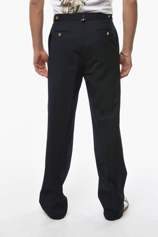 Pantaloni in Pique di Lana a Una Pince con Fit 5