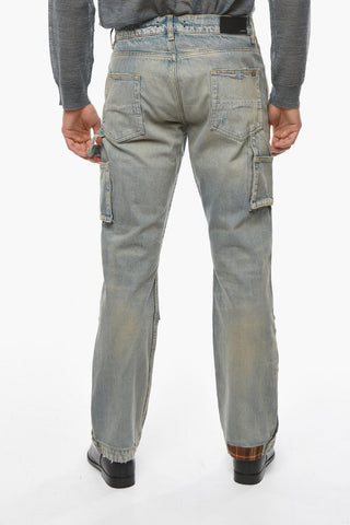 Distressed CARPENTER Denims with Plaid-checkered Flannel Patches