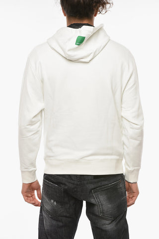 EMPORIO SUSTAINABILITY PROJECT Cotton Jersey Hoodie Sweatshirt with Logo Print and Kangaroo Pocket