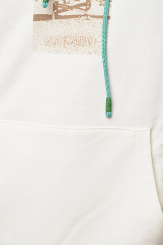 EMPORIO SUSTAINABILITY PROJECT Cotton Jersey Hoodie Sweatshirt with Logo Print and Kangaroo Pocket